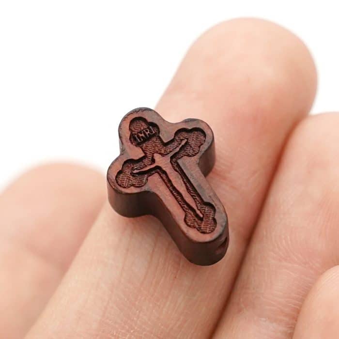 DIY双通-十字架-激光雕刻凹凸-紫檀木-1.7cm Catholic religious art