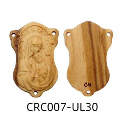 DIY三通-橄榄木-AVE-MARIA圣母抱耶稣-3.0cm