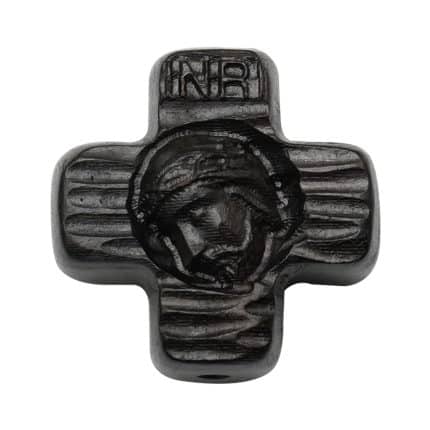 DIY双通-耶稣头像-圆角-黑檀木-2.4cm