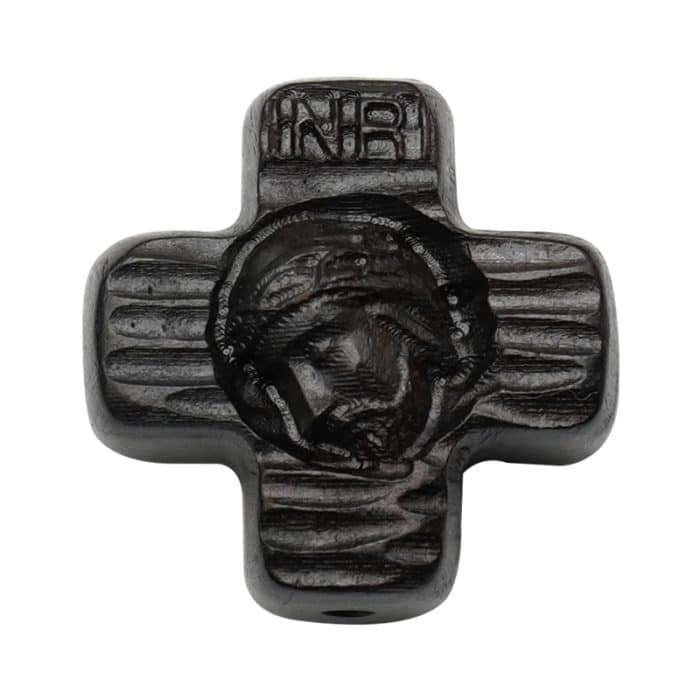 DIY双通-耶稣头像-圆角-黑檀木-2.4cm Catholic religious art