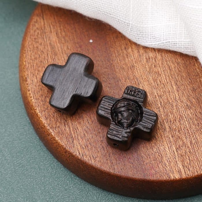 DIY双通-耶稣头像-圆角-黑檀木-2.4cm Catholic religious art