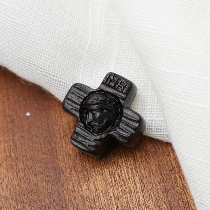 DIY双通-耶稣头像-圆角-黑檀木-2.4cm Catholic religious art