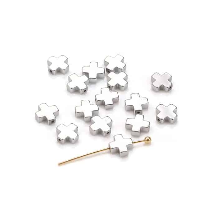 DIY双通-素雅十字架-黄铜镀银-0.6cm Catholic religious art