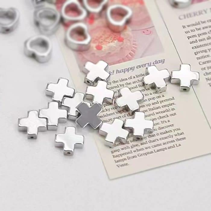 DIY双通-素雅十字架-黄铜镀银-0.6cm Catholic religious art