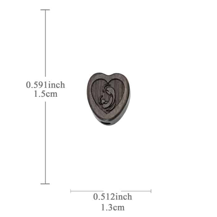 DIY双通-圣母抱耶稣-桃心-黑檀木-1.5cm Catholic religious art