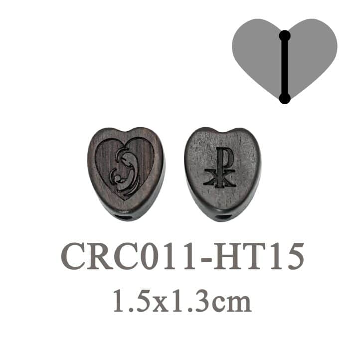 DIY双通-圣母抱耶稣-桃心-黑檀木-1.5cm Catholic religious art