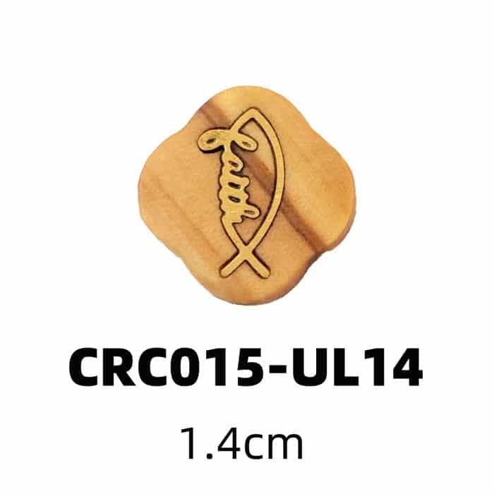 DIY双通-Faith鱼-黄铜嵌木-橄榄木-1.4cm Catholic religious art