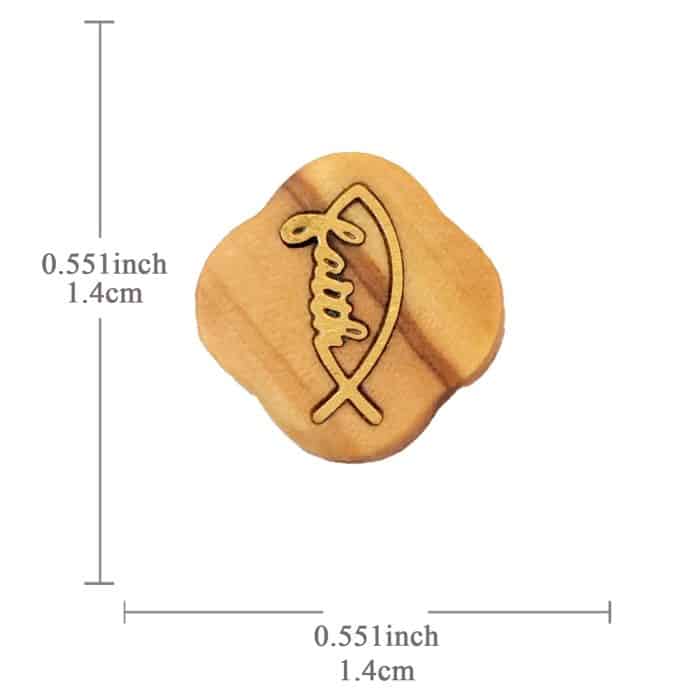 DIY双通-Faith鱼-黄铜嵌木-橄榄木-1.4cm Catholic religious art