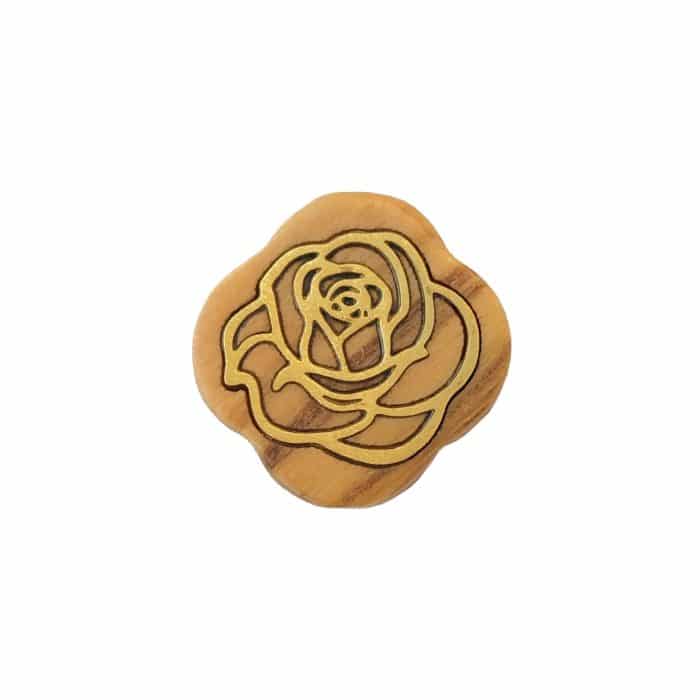 DIY双通-玫瑰花-黄铜嵌木-橄榄木-1.4cm Catholic religious art