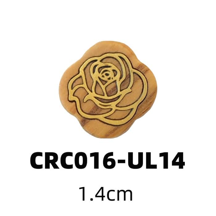 DIY双通-玫瑰花-黄铜嵌木-橄榄木-1.4cm Catholic religious art