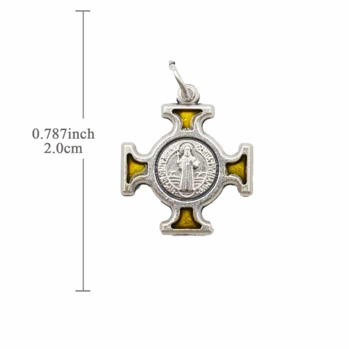 DIY十字架-圣本笃方形+锌合金+黄色珐琅-2.0cm Catholic religious art