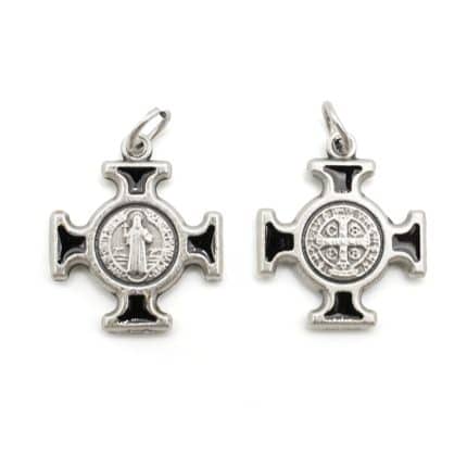 DIY十字架-圣本笃方形+锌合金+黑色珐琅-2.0cm