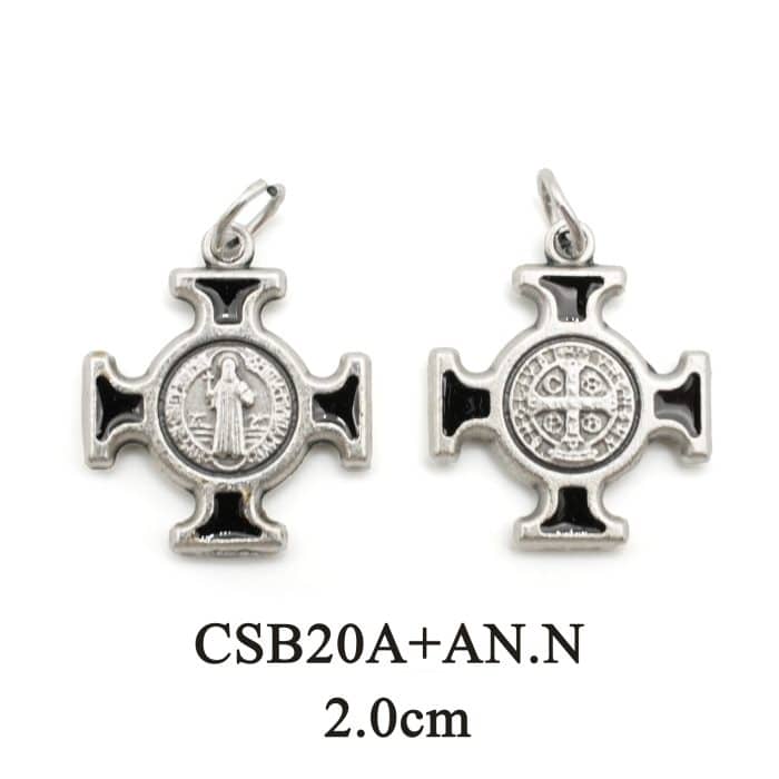 DIY十字架-圣本笃方形+锌合金+黑色珐琅-2.0cm Catholic religious art