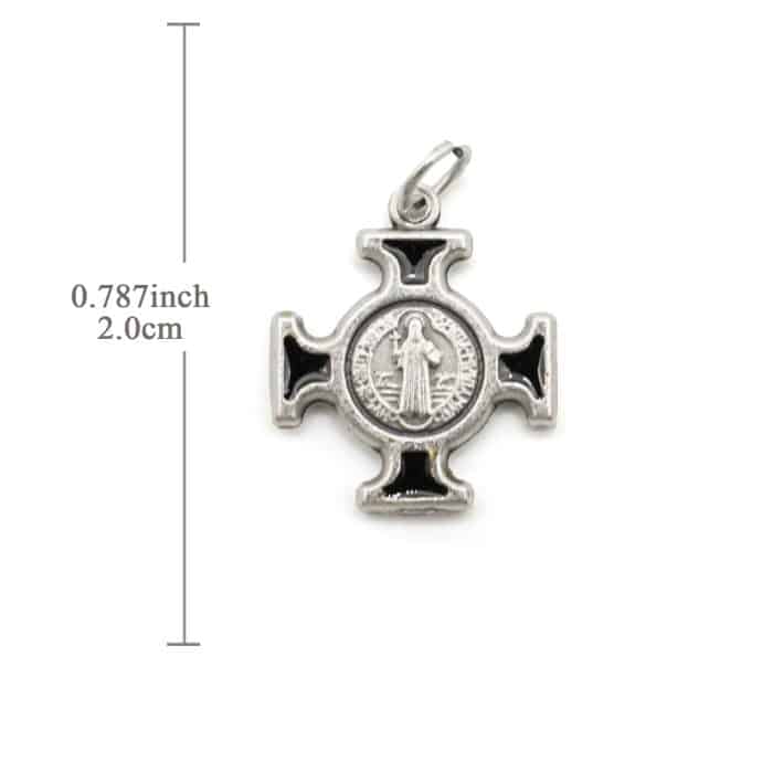 DIY十字架-圣本笃方形+锌合金+黑色珐琅-2.0cm Catholic religious art