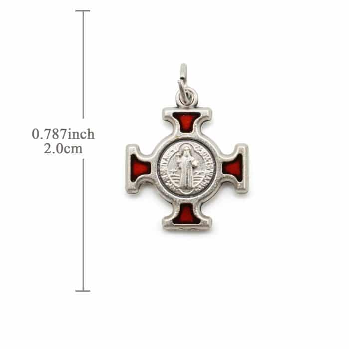 DIY十字架-圣本笃方形+锌合金+红色珐琅-2.0cm Catholic religious art