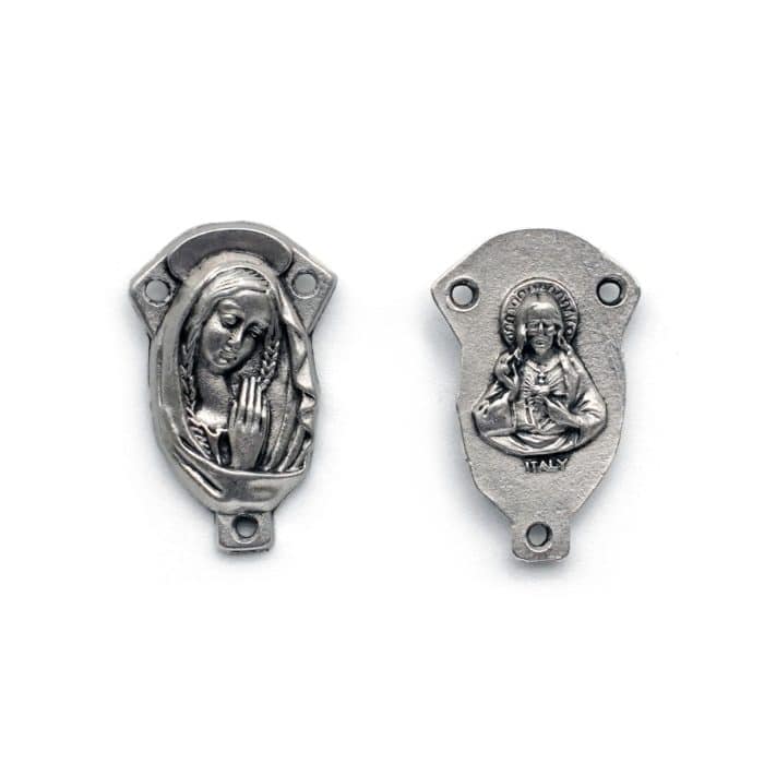 DIY三通-圣母+耶稣圣心-锌合金-2.2cm Catholic religious art