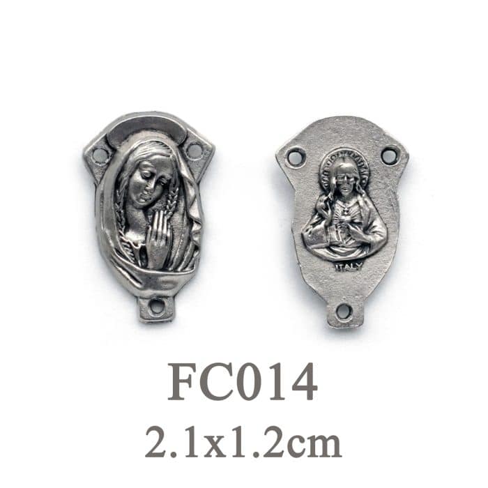 DIY三通-圣母+耶稣圣心-锌合金-2.2cm Catholic religious art