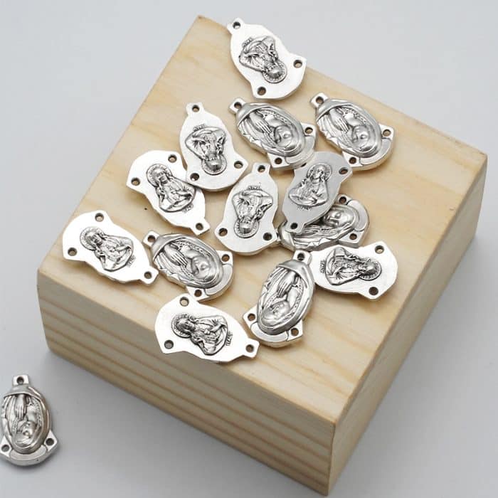 DIY三通-圣母+耶稣圣心-锌合金-2.2cm Catholic religious art