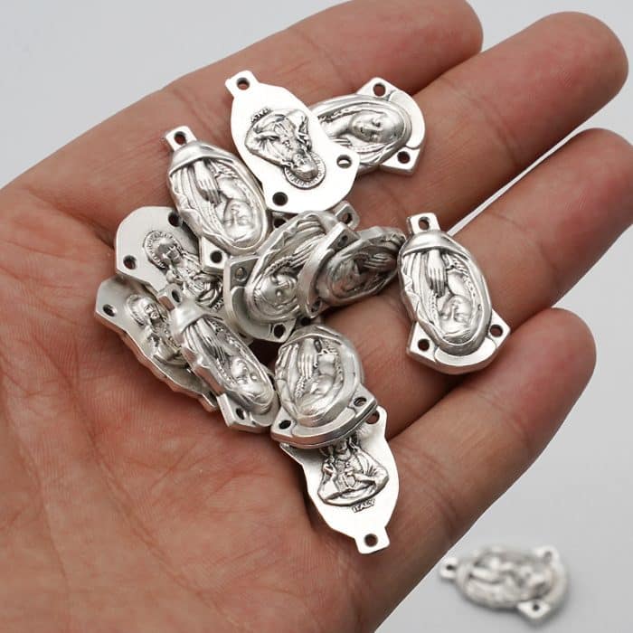 DIY三通-圣母+耶稣圣心-锌合金-2.2cm Catholic religious art