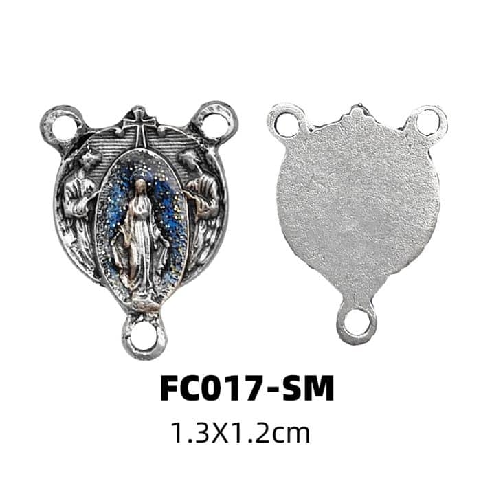 DIY三通-无染原罪与天使-锌合金-蓝色-1.3cm Catholic religious art