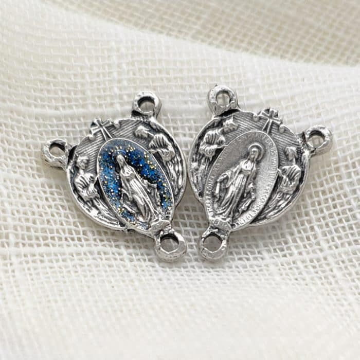 DIY三通-无染原罪与天使-锌合金-蓝色-1.3cm Catholic religious art