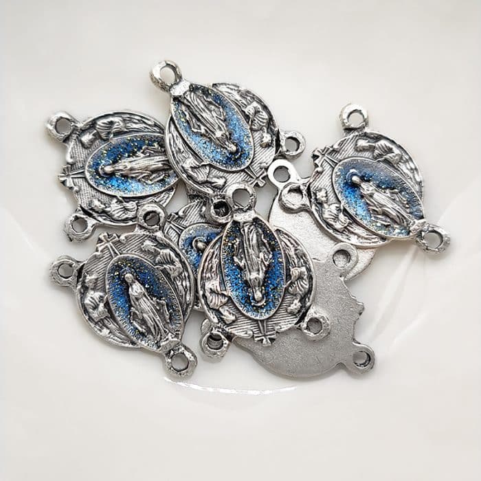 DIY三通-无染原罪与天使-锌合金-蓝色-1.3cm Catholic religious art