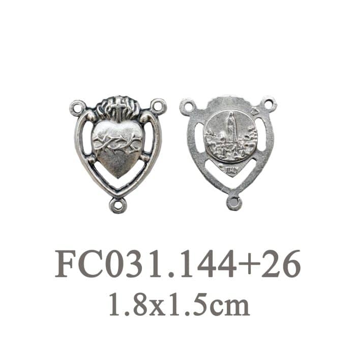 DIY三通-圣心+法蒂玛圣母小牧童-锌合金-1.8cm Catholic religious art