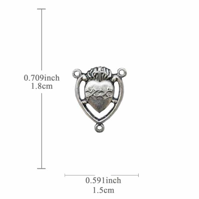 DIY三通-圣心+法蒂玛圣母小牧童-锌合金-1.8cm Catholic religious art