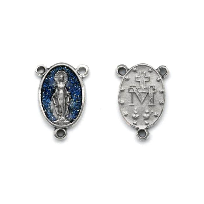 DIY三通-显灵圣母-锌合金-蓝色-1.7cm Catholic religious art