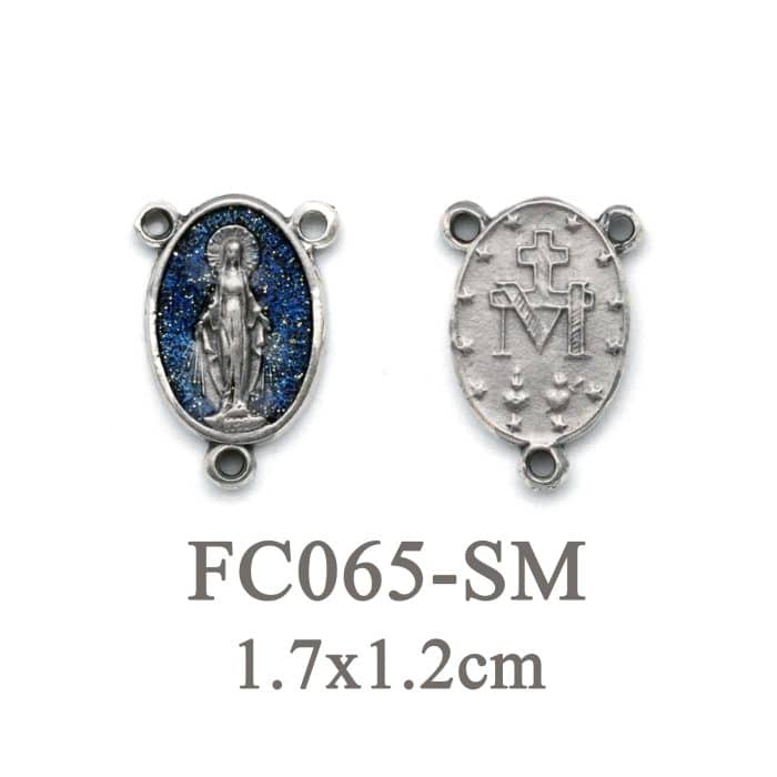 DIY三通-显灵圣母-锌合金-蓝色-1.7cm Catholic religious art