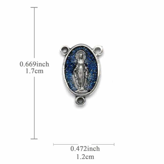 DIY三通-显灵圣母-锌合金-蓝色-1.7cm Catholic religious art