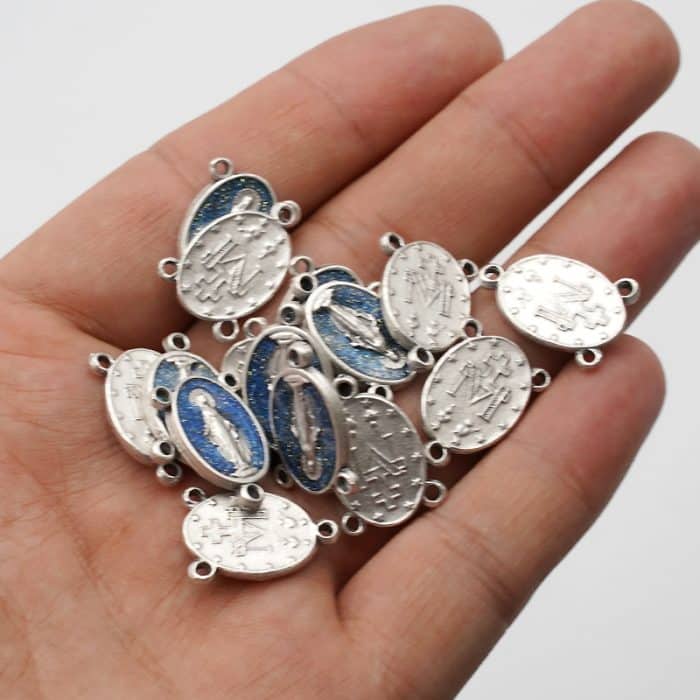 DIY三通-显灵圣母-锌合金-蓝色-1.7cm Catholic religious art