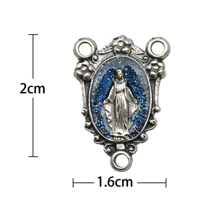 DIY三通-圣母显灵-锌合金-蓝珐琅-2.0cm Catholic religious art