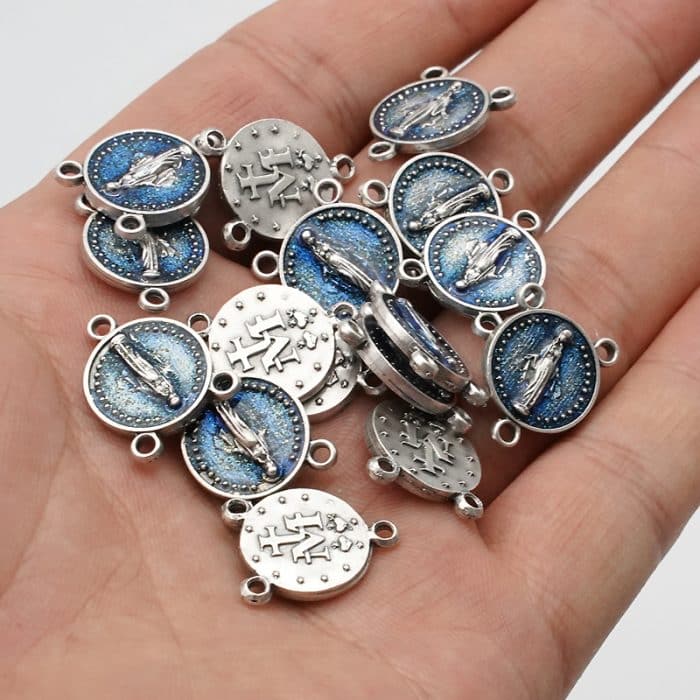 DIY三通-圣母显灵-锌合金-1.4cm Catholic religious art