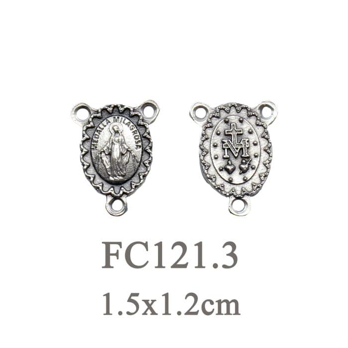 DIY三通-圣母显灵-带花边-锌合金-1.0cm Catholic religious art