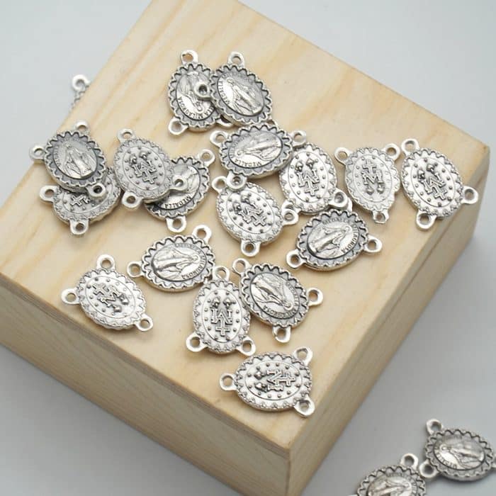 DIY三通-圣母显灵-带花边-锌合金-1.0cm Catholic religious art