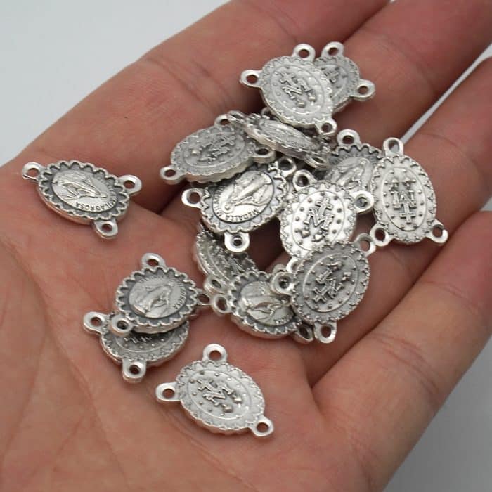 DIY三通-圣母显灵-带花边-锌合金-1.0cm Catholic religious art