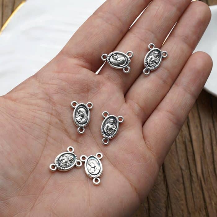 DIY三通-带玫瑰花-锌合金-1.0cm Catholic religious art