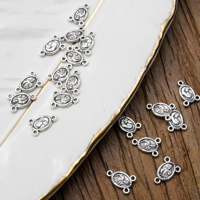 DIY三通-带玫瑰花-锌合金-1.0cm Catholic religious art