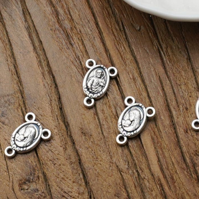 DIY三通-带玫瑰花-锌合金-1.0cm Catholic religious art