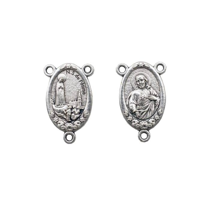 DIY三通-法蒂玛+耶稣圣心-锌合金-2.0cm Catholic religious art