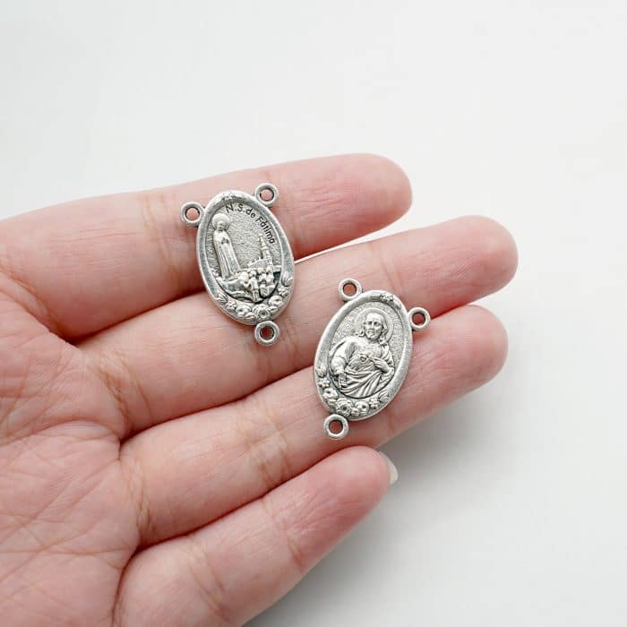 DIY三通-法蒂玛+耶稣圣心-锌合金-2.0cm Catholic religious art