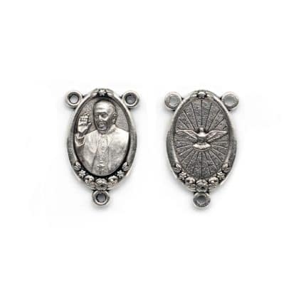 DIY三通-方济各+圣神-椭圆带玫瑰花-锌合金-2.1cm