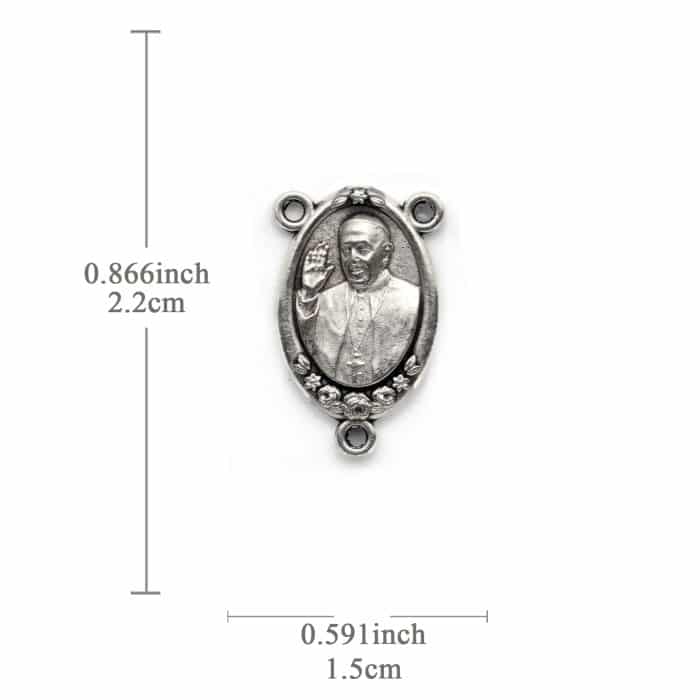 DIY三通-方济各+圣神-椭圆带玫瑰花-锌合金-2.1cm Catholic religious art