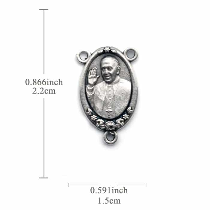DIY三通-方济各+伯多禄广场-椭圆带玫瑰花-锌合金-2.0cm Catholic religious art