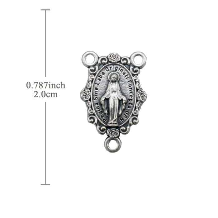 DIY三通-圣母显灵-椭圆带花饰-锌合金-2.0cm Catholic religious art