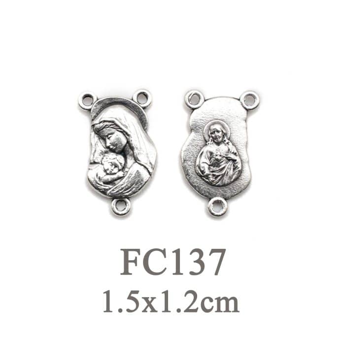 DIY三通-圣母抱耶稣-椭圆异形设计-锌合金-1.5cm Catholic religious art