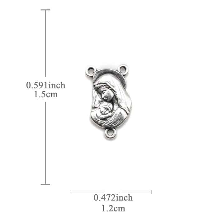 DIY三通-圣母抱耶稣-椭圆异形设计-锌合金-1.5cm Catholic religious art