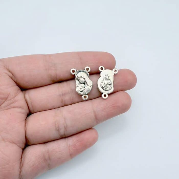 DIY三通-圣母抱耶稣-椭圆异形设计-锌合金-1.5cm Catholic religious art