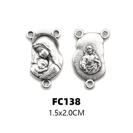 DIY三通-圣母抱耶稣-椭圆异形设计-锌合金-2.0cm